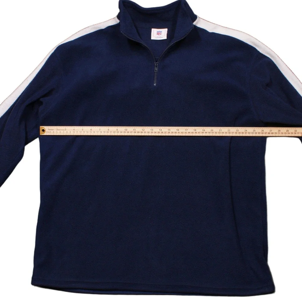 NFL Mens Quarter Zip Fleece Pullover Navy Blue White Stripe 2XL 0815010 C3